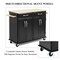 Costway Rolling Kitchen Trolley Island Black Cart Wood Top Storage Cabinet Utility W/ Drawers